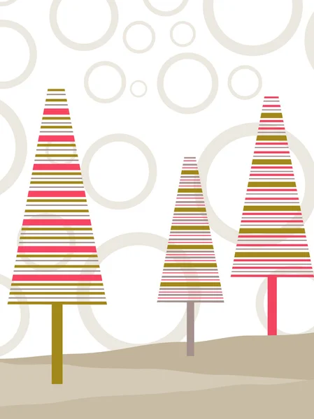 Tarjeta de Navidad y Año Nuevo con árboles de Navidad y espacio para tex — Archivo Imágenes Vectoriales