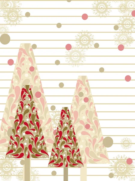 クリスマスのためのラインの紙の背景にカラフルなクリスマス ツリー — ストックベクタ