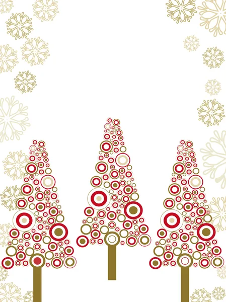 圣诞节与新年卡与色彩缤纷的树木和空间为特克斯 — 图库矢量图片
