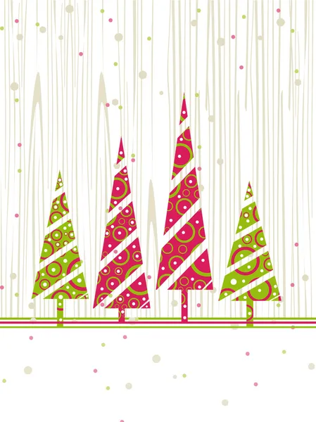 Vánoční & novoroční přání s barevnými stromy a prostor pro tex — Stockový vektor