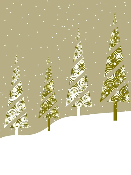 Різдвяна та новорічна листівка з декоративними ялинками та спеціями — стоковий вектор