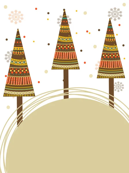 Διακοσμητικά πολύχρωμα χριστουγεννιάτικα δέντρα και το κενό διάστημα για κείμενο στο — Διανυσματικό Αρχείο