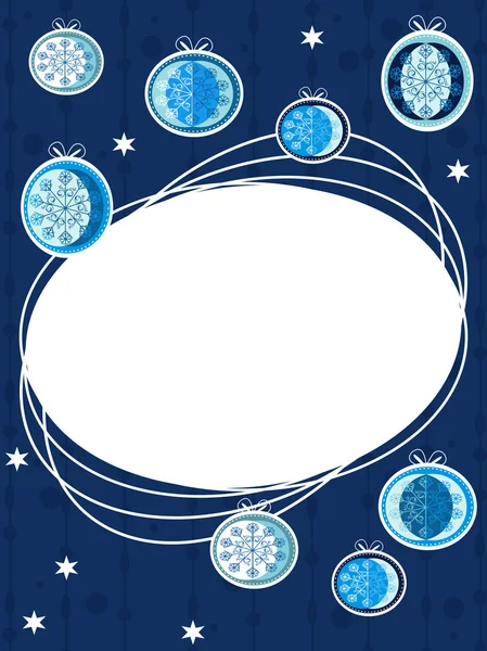 Závěsné vánoční koule s bílým rámem pro kopírování prostor. vektor — Stockový vektor