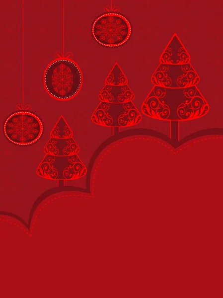 Abstract kerstboom en opknoping kerstballen met ruimte f — Stockvector