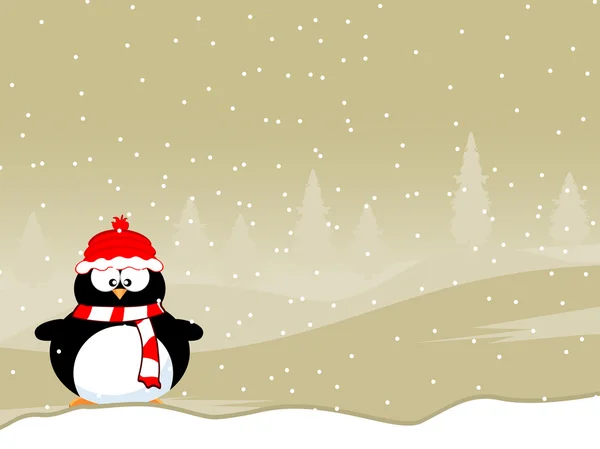 Winter background with happy penguins for Christmas & New Year.V — Stock Vector