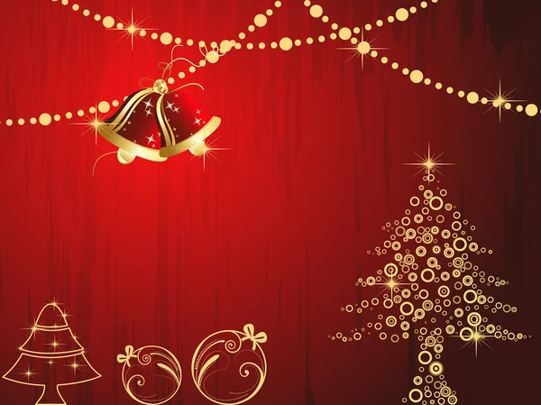 クリスマスの装飾品で明るいベクトル、赤い汚れた背景。v — ストックベクタ