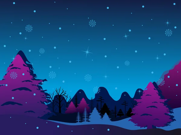 Illustration des Weihnachtsbaums in blauer und lila Farbe. Vektor i — Stockvektor