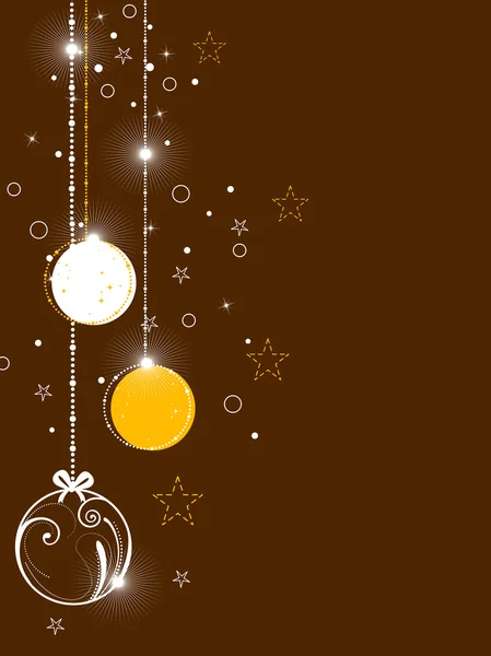 クリスマスのための茶色の背景に装飾的なクリスマス ボールと — ストックベクタ