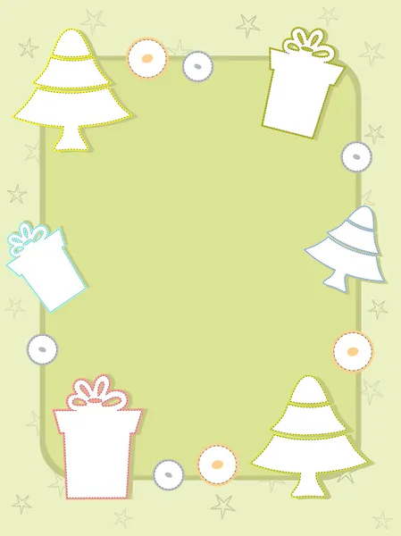 Cartão da moda com árvore de Natal funky e caixas de presente. Vector il —  Vetores de Stock