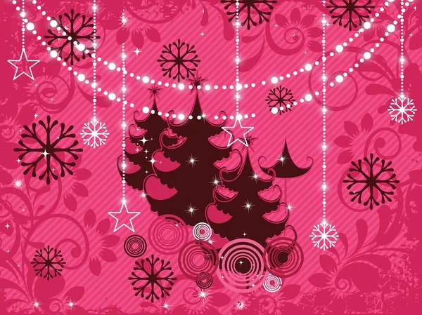 Grunge fondo de Navidad con árbol, elemento para el diseño, vecto — Vector de stock
