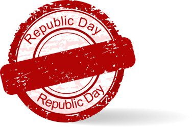 Red grunge rubber stamp of Republic Day on white background. Vec clipart