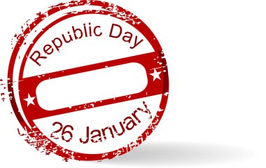 Red grunge rubber stamp of Republic Day on white background. Vec clipart