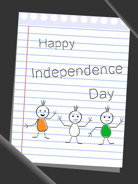 Αφηρημένο, δέντρο doodles φορώντας σημαία χρώμα θέμα με κείμενο ευτυχισμένη — Διανυσματικό Αρχείο