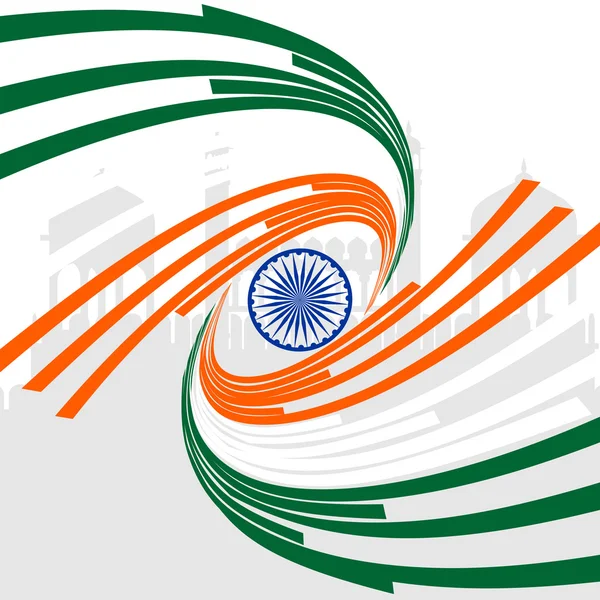 Um cartão do Dia da República com onda na bandeira indiana. Vetor Illustra —  Vetores de Stock