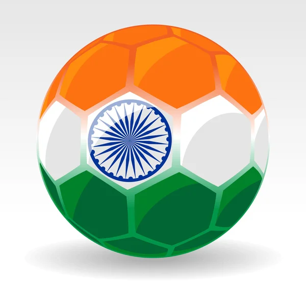 Vector illustration of a ball covered with Indian Flag on white — Stock Vector