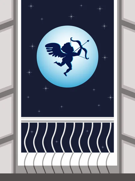 Illustration vectorielle de Cupidon volant dans le ciel et visant — Image vectorielle