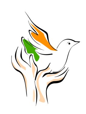 A vector illustration showing freedom, piegon released from hand clipart