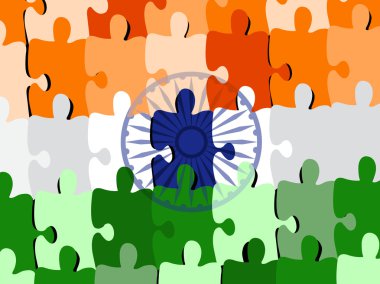 A vector illutration puzzle of an Indian National flag with marb clipart