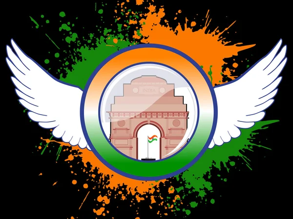 Un signe d'emblème indien sur un grunge coloré avec reflectio en marbre — Image vectorielle