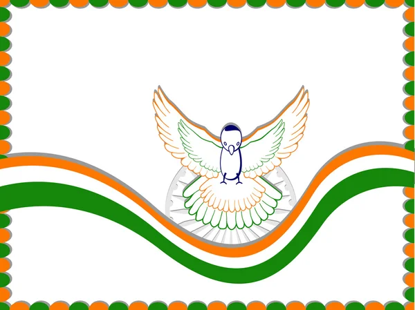 Una tarjeta de bandera india con la paloma voladora. Ilustración vectorial . — Vector de stock