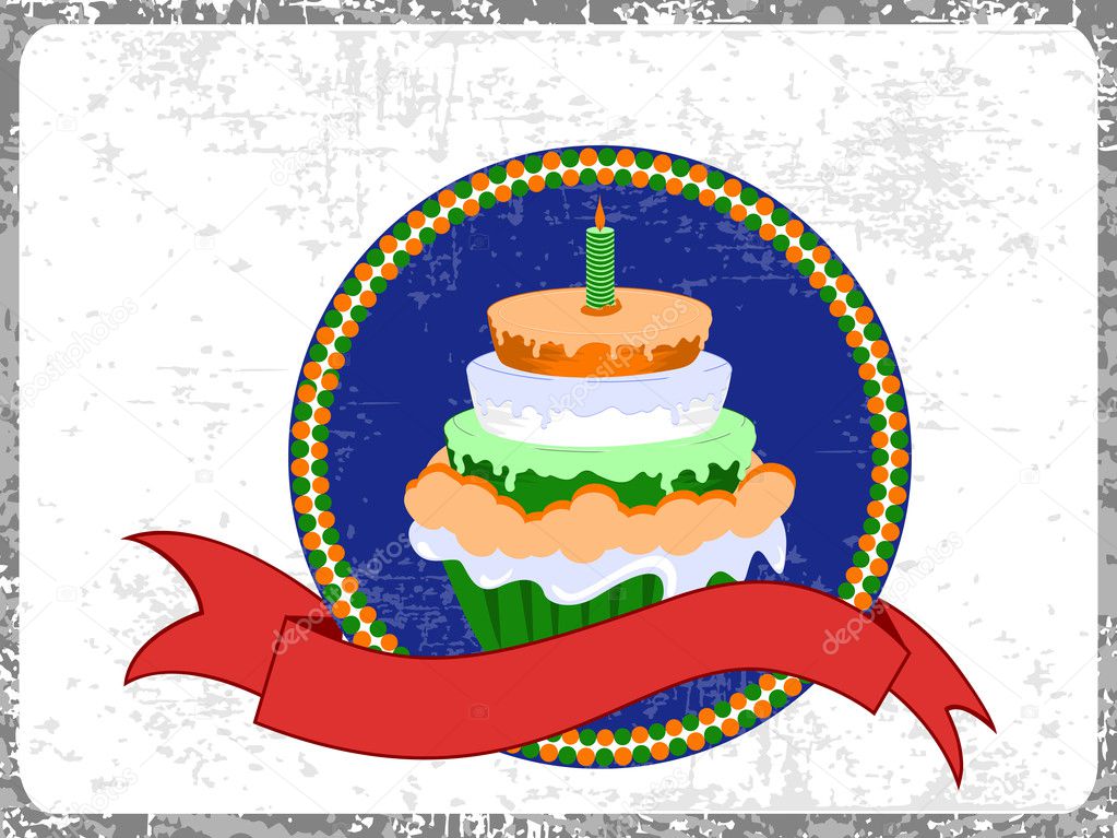 An Indian flag color Ice-cream with ribbon on grungy background.