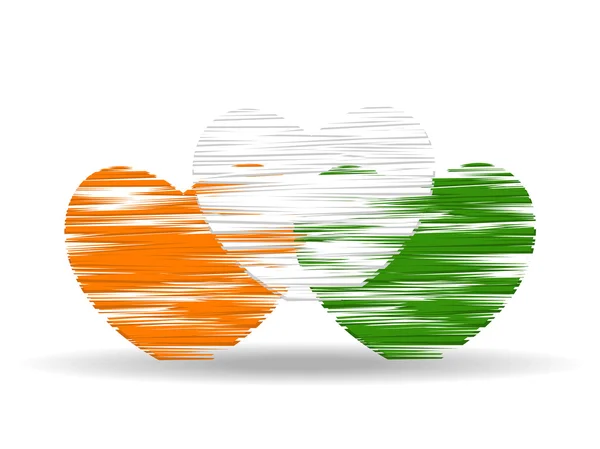 Illustration vectorielle de trois cœurs colorés dans une Natio indienne — Image vectorielle