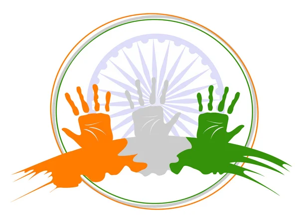 Векторная иллюстрация трех рук, окрашенных в индийскую нацию — стоковый вектор