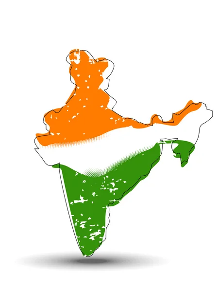 Μια εικονογράφηση φορέας ενός coverd χάρτη Ινδία με την ινδική σημαία. — Διανυσματικό Αρχείο
