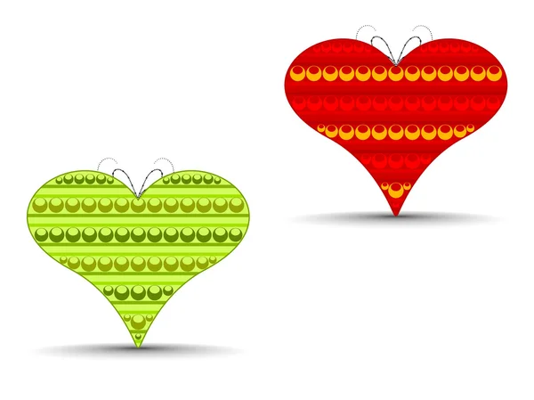 Ilustración vectorial de dos formas abstractas del corazón en bac aislado — Vector de stock