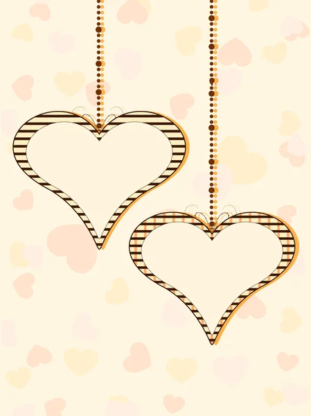 Εικονογράφηση φορέας δύο κρέμονται σχήματα καρδιάς με αντίγραφο χώρου — Διανυσματικό Αρχείο