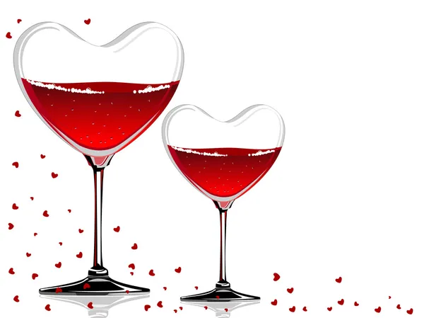 Векторная иллюстрация бокала вина в форме сердца на белом ba — стоковый вектор