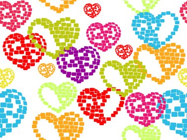 vector illustration with seamless pattern of heart shape on whit clipart