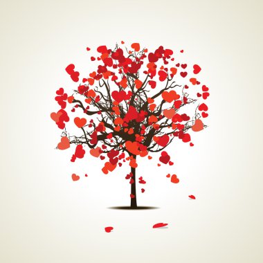 Vector illustration of a love tree on isolated background. clipart