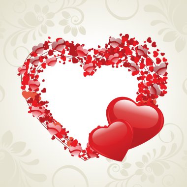 Vector illustration of two heart shapes made with small heart sh clipart