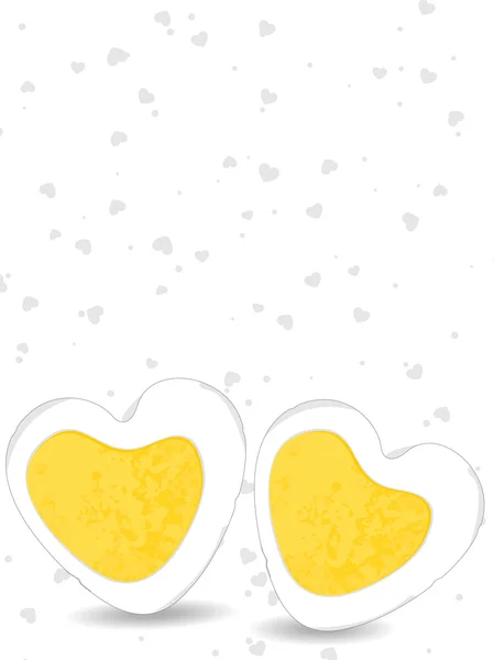 Ilustracja wektorowa jajka w kształcie serca z żółtko żółty na — Wektor stockowy