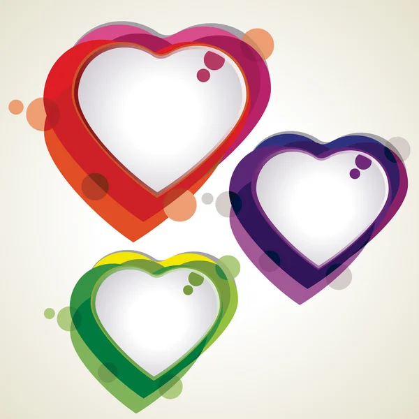 Ilustración vectorial de formas coloridas del corazón sobre fondo blanco — Vector de stock