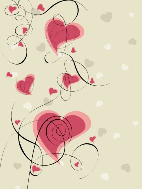 Vector illustration of heart shapes in pink color on seamless ba clipart