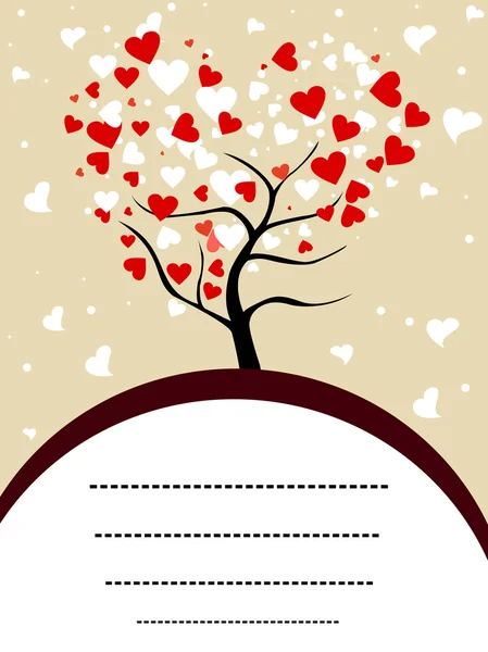 Illustrazione vettoriale di un albero d'amore con spazio di copia per il testo — Vettoriale Stock