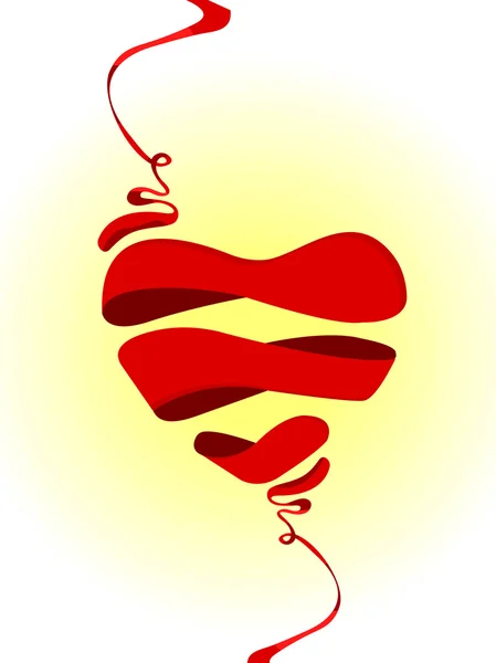Vektor illustration av hjärta form med band på gul en — Stock vektor