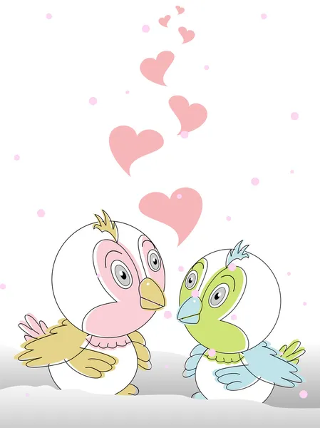 Ilustracja wektorowa s karty pozdrowienia z zamachu ptaki miłości słodkie — Wektor stockowy