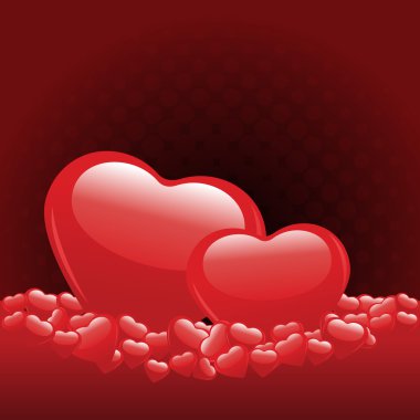 Vector illustration of heart shapes on red color background for clipart