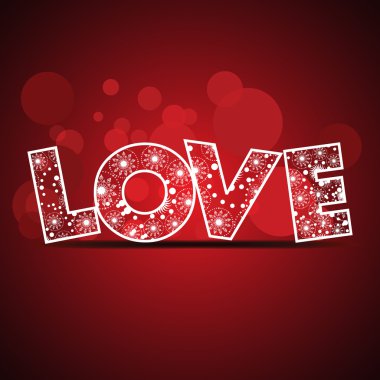 Vector illustration of a text love on red color background for V clipart