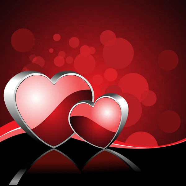 Εικονογράφηση φορέας δύο σχήματα καρδιάς σε φόντο κόκκινο χρώμα — Διανυσματικό Αρχείο