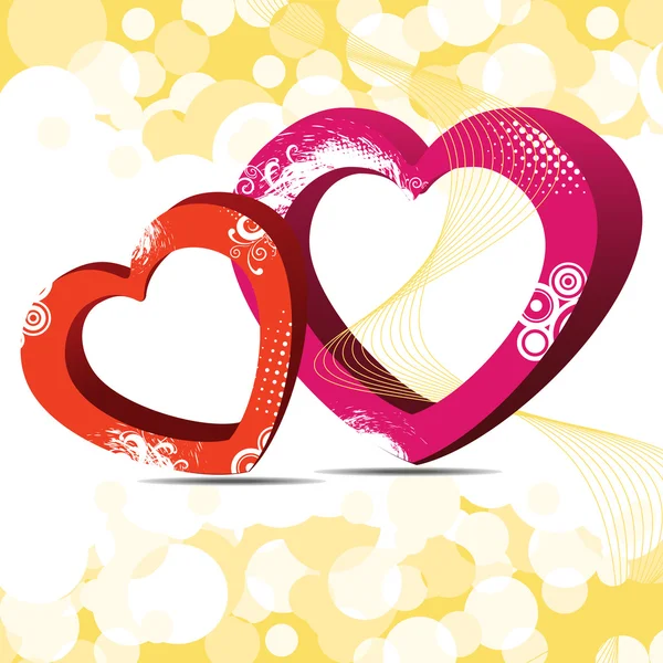 Vektor-Illustration von zwei dekorativen Herzformen auf schönen — Stockvektor