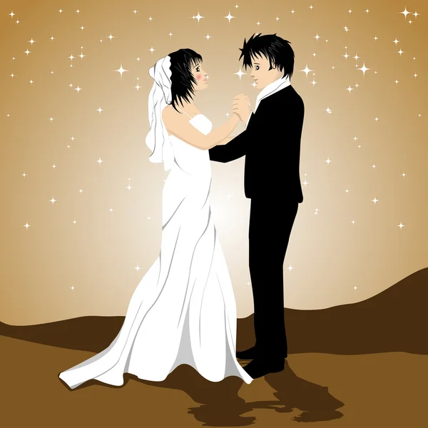 Vektor-Illistration eines liebenden Paares auf funkelndem Sternenhintergrund — Stockvektor