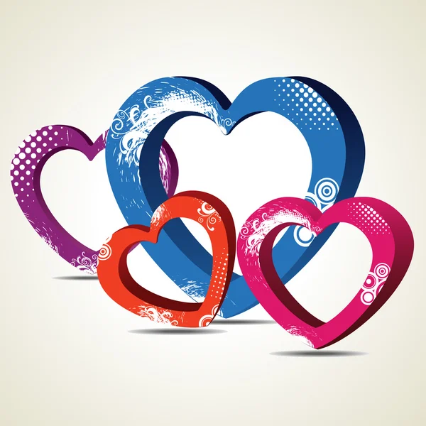 Illustration vectorielle de formes de coeur décoratives sur dotte transparente — Image vectorielle