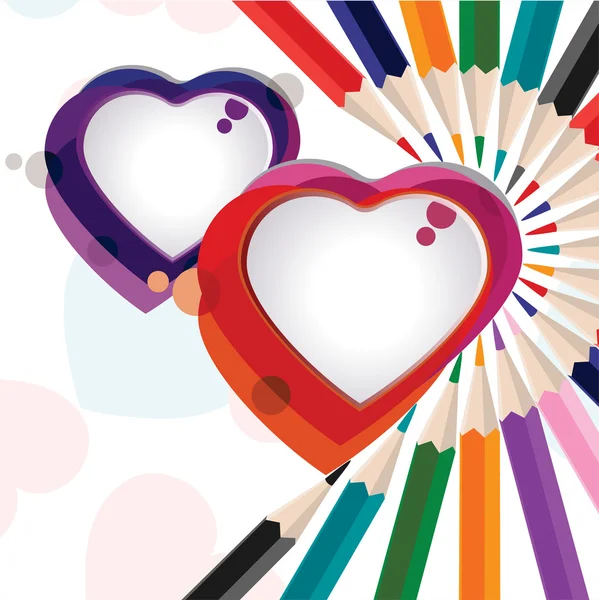 Ilustração vetorial de um coração colorido formas com cor de lápis —  Vetores de Stock