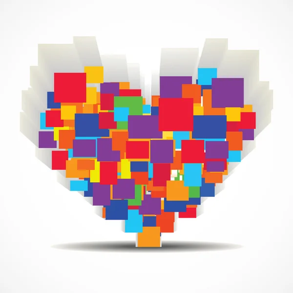 Illustration vectorielle d'une forme de coeur colorée avec effet 3d sur — Image vectorielle
