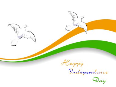 Vector illustration of Indian National flag with flying pigeons clipart