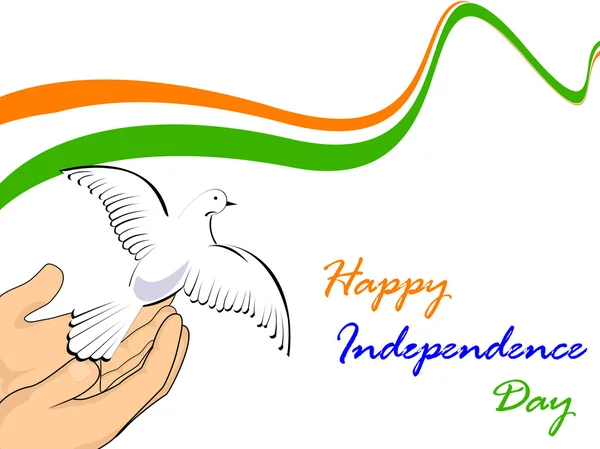 Ilustración vectorial de bandera nacional india con palomas voladoras — Archivo Imágenes Vectoriales